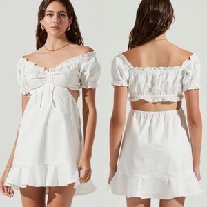 ASTR The Label Verana Cut Out Puff Sleeve Dress White